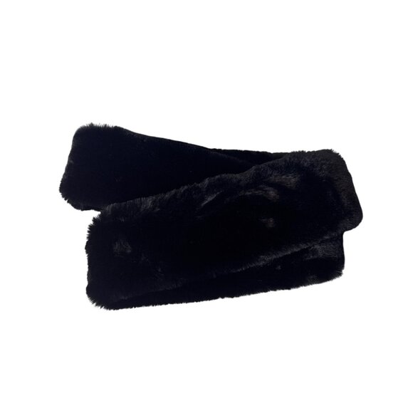 Sprigs Black Faux Fur Infinity Scarf & Headband Set For Women - Picture 4 of 5